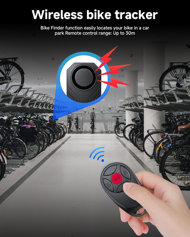 [AUSTRALIA] - 110dB Loud Anti Theft Vibration Sensor Alarm Systems for Electric Bike Motorcycle Golf Car Trailer Mailbox Garage Door Waterproof Home Security Bike Accessories Bike Alarm with Remote 