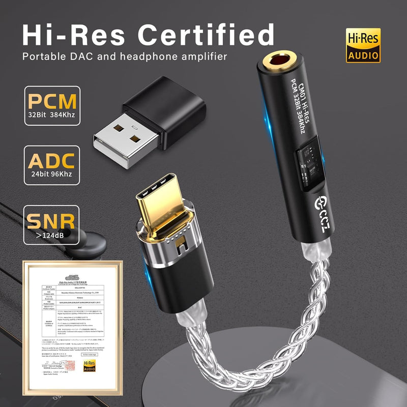 [AUSTRALIA] - USB C to 3.5mm Audio Adapter DAC Amplifier CX31993 Chip & MAX97220 High-Performance Audio Amp for Headphones, 70mW Output, JCALLY JM6 PRO 2 AUX Dongle for iPhone, Android, PC 