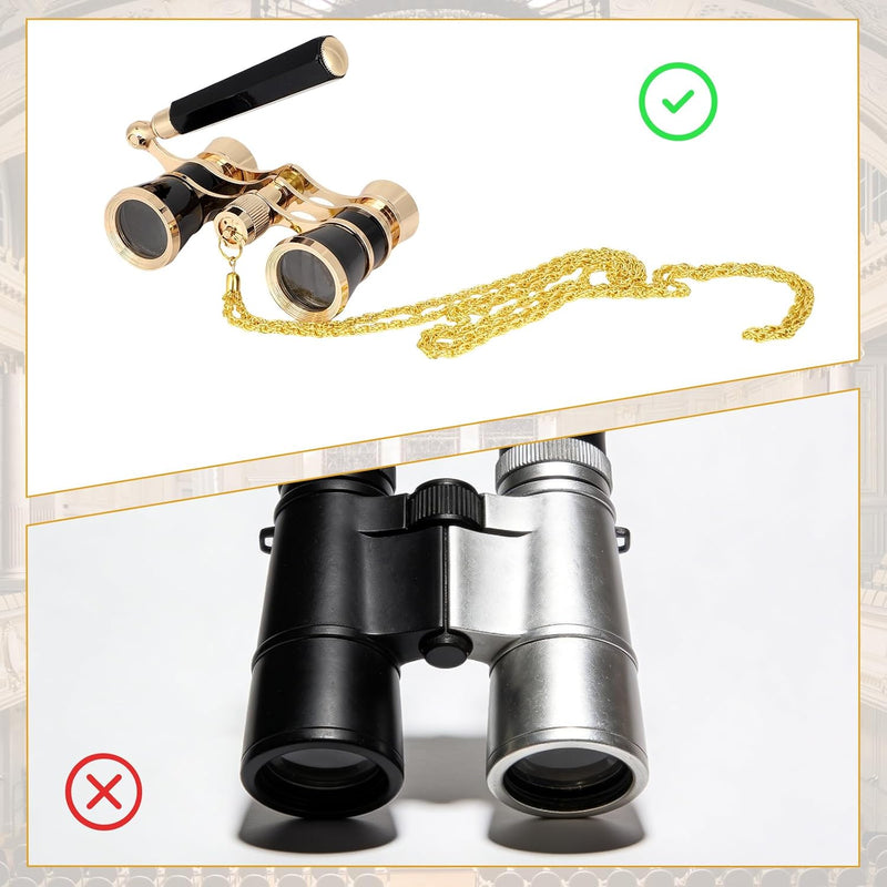Aroncent Opera Glasses Binoculars 3X25 Theater Glasses Mini Binocular Compact with Adjustable Handle for Adults Kids Women in Opera Musical Concert black