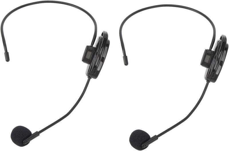 Wireless Microphone Headset Double Professional: Cordless Mic Head for Two People, Heads Handheld Mics 2 in 1- USB-C Rechargeable - 1/4'' and 1/8'' Plug for PA System, Voice Amplifier,Teaching,Fitness Black1