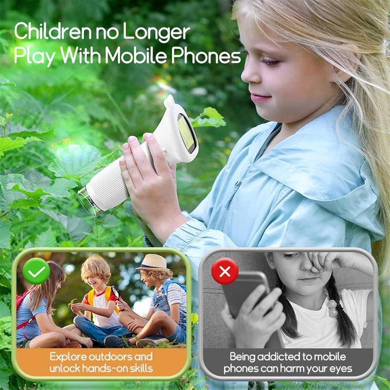 1000X Handheld Microscope for Kids, 3'' Digital Kids Microscope with Adjustable Light, Easter Pocket Portable Micro Scope, Stem Toys for Ages 5-7 8-12 Teen Boys and Girls Educational Gifts, White 3-inch