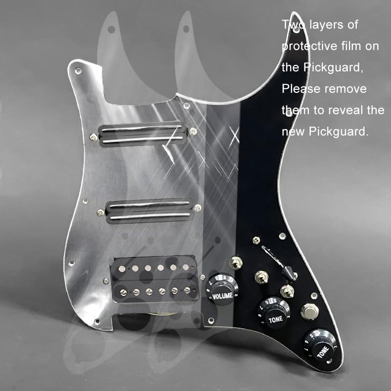 Humbucker Electric Guitar Pickguard Pickup with Singlecut Wiring Loaded Prewired Pickguard SSH Guitar Pickguard Swith Control Scratchplate Assembly for Fender Strat Guitar (Right Hand-Black-Black) Right Hand-Black-Black