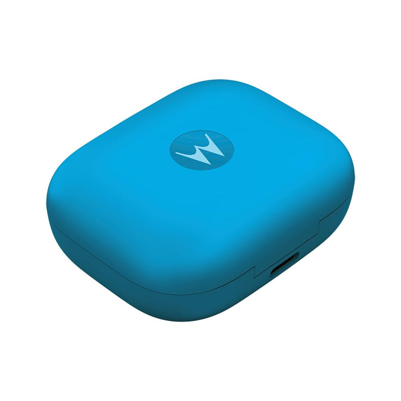 Motorola Moto Buds Bass XT2443-1 Dynamic ANC, Triple Microphone Array, Bluetooth 5.3, IP54 Water & Dust Resistant, Dolby Atmos Audio - (Blue Jewel)