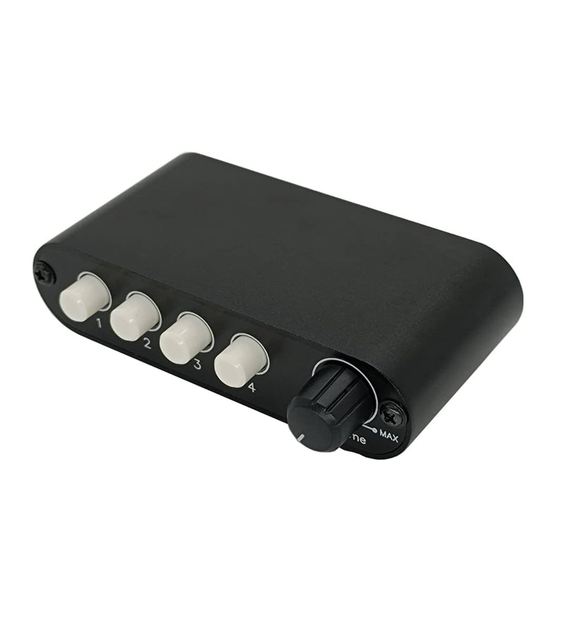 4-Way 3.5mm Stereo Audio Switch Input Signal Source Switcher Selector Splitter Box with line Volume Controller (4 in 1 Out / 1 in 4 Out) -MC41 4-port 3.5mm Switch with volume
