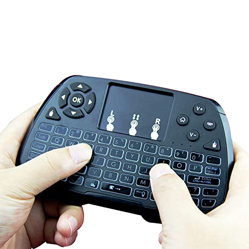 Miritz 2.4GHz Wireless Mini Keyboard with Mouse Touchpad Remote Control, LED Backlit Colorful, USB Liion Battery Charging Black
