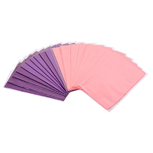 20-Pack Microfiber Cleaning Cloths for Smart Phone, Laptop, Tablets, Lenses, LCD Monitor, TV, Camera, Eyeglasses, Optics Etc (Purple + Pink)