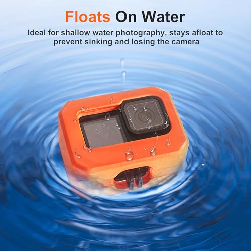 FitStill Floaty Soft Foam Case&Floating Hand Grip Stick Set for Go Pro Hero 13/12/11/10/9 Black,Snorkeling Surfing,Wakeboarding Protective Cage housing Shell Cover Action Camera Accessories Kit Hero 9/10/11/12/13 Black Frame Kit