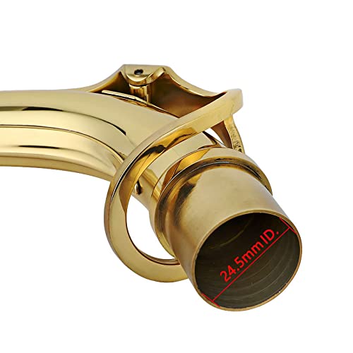 Brass Saxophone Bend Neck Instrument Assembly for Alto Saxophones 24.5mm Port Diameter Gold