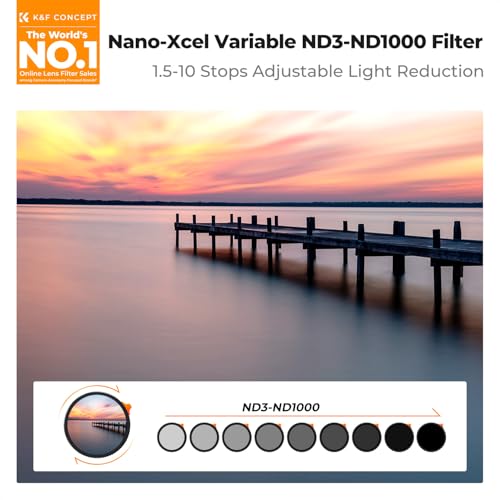K&F CONCEPT 52mm Variable ND Camera Lens Filter ND3-1000 (1.5-10 Stops)