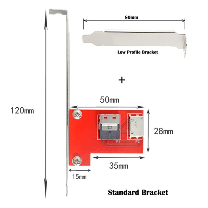 Xiwai PCI-Express 4.0 Slimline SAS SFF-8654 to Oculink SFF-8611 SFF-8612 PCBA Female Adapter with Bracket 8654-8612