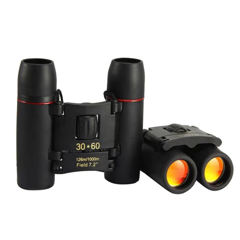 30X60 Mini Pocket Binoculars Compact, Small Lightweight Foldable for Adults Kids Bird Watching, Travel, Opera Concert, Hiking, Cruise, Football Game. Green Film, Black