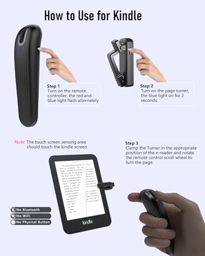 Remote Control Page Turner for Kindle Paperwhite/Kobo/Oasis,ipad,Cameras,Hands-Free Reading with Wrist Strap