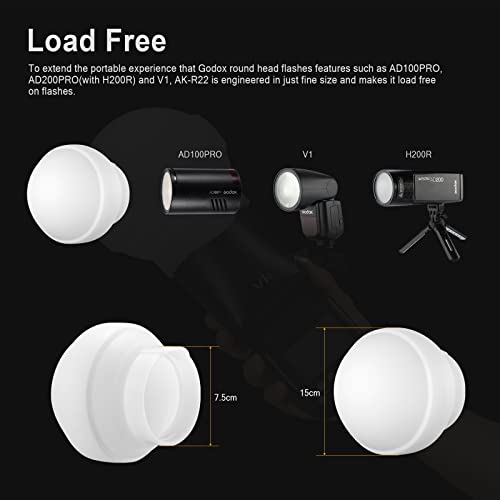Godox AK-R22 Diffusion Dome, for Godox V1 V1Pro V100 Round Head Flash