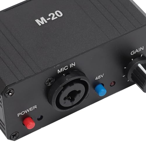 Microphone Preamp, High Gain 48V Power XLR Output Mic Preamplifier for Dynamic and Condenser Microphones Booster