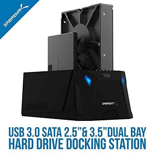 Sabrent USB 3.0 to SATA I/II/III Dual Bay External Hard Drive Docking Station + 22AWG 3 Feet USB 3.0 Extension Cable