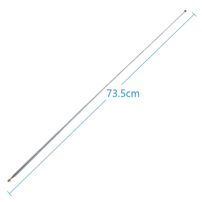 2PCS 8 Sections Telescopic Antenna SMA Male Connector Radio Replacement Antenna 73.5cm/28.9IN for TV AM FM Radio Stereo Receiver 2 pcs