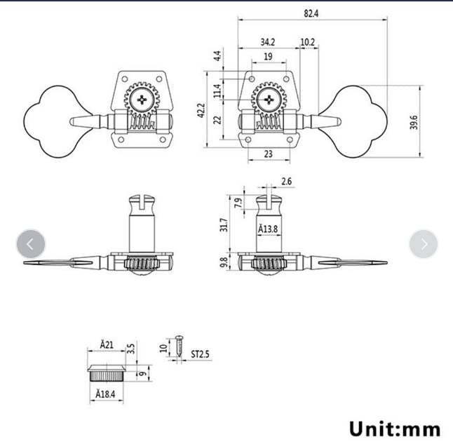 Electric Bass Tuning Pegs, Open Machine Heads String Tuning Key Pegs Tuners for Electric Bass for Right Row