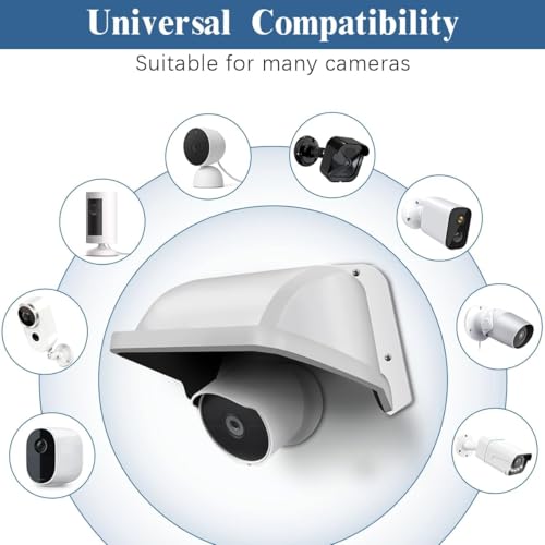 Universal Security Camera Cover Shield Sun Rain, Waterproof Protective Roof White 1 Pack