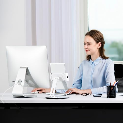 Yosoo Health Gear Monitor Swivel Base, 360 Rotation Aluminum Stand | Non-Slip Tablet Turntable, Computer Mobile Phones Silver, Desktop Plate