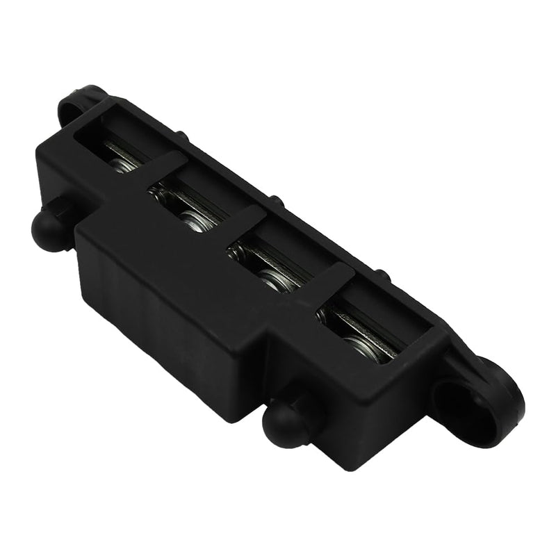 FONGKNOX 12V to 48V 250A Busbar 4 Way 4 Port Distribution Block M8 (5/16") with Black Cover Negative Terminal Stud for Cars Vans RV Trucks Boats Yachts