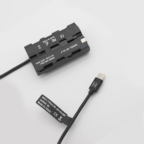 USB-C PD to NP-F550 Dummy Battery Coiled Power Cable, Fully Decoded Type C PD Adapter Suitable for Sony NP-F550/F570/F770/F970, Atomos Ninja V Shinobi Shogun 7, DSLR Camera & LED Light, 39"