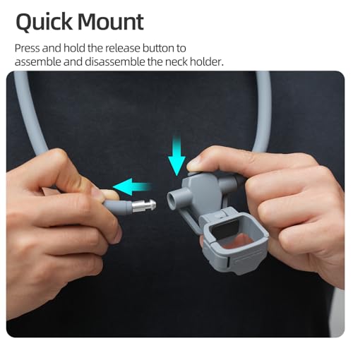 Adjustable Neck Mount for DJI Osmo Pocket 4/3, POV Vlog Neck Holder with Quick Release, Chest Harness Strap, Flexible Silicone Neck Mount for First-Person Video, Compatible with Pocket 4/3 (Black) Black