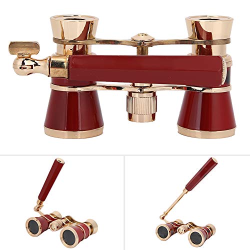 Opera Glasses Binoculars 3X25 Theater BK7 Optical Glass Portable Telescope Adults Kids Women in Musical Concerts Theater Cinema (Red)