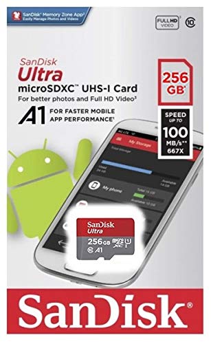 SanDisk 256GB Ultra Micro SD Memory Card Class 10 Works with Garmin Series Mini, 56, 66W Dash Camera (SDSQUAR-256G-GN6MN) Bundle with (1) Everything But Stromboli SD & MicroSD Card Reader