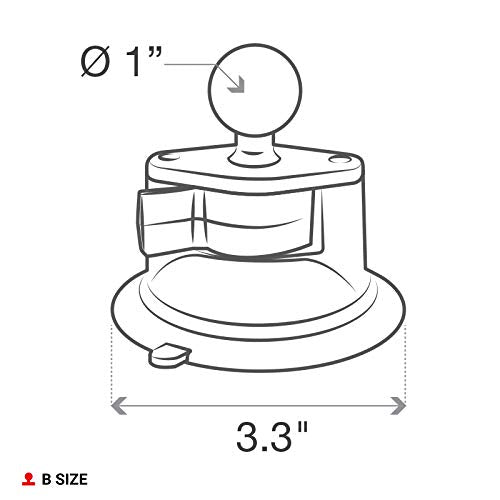 RAM MOUNTS Twist-Lock Suction Cup Base with B Size 1" Ball Mount | Windshield and dash mounting base, compatible with RAM Mounts holders and arms
