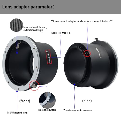 Compatible with M645 (M645) Mount Lenses to Niko Z-Mount Mirrorless Camera Bodies,M645 to Niko/Z Lens Adapter for Camera Mamiya 645 to Nikon/Z Lens adapter