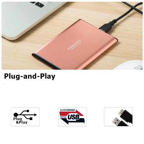 Maxone 500GB Ultra Slim Portable External Hard Drive HDD USB 3.0 for PC, Mac, Laptop, PS4, Xbox one - Rose Pink