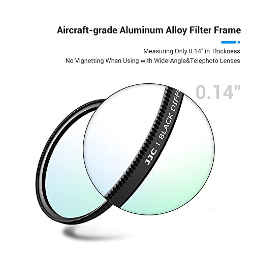 JJC 49mm Black Diffusion 1/4 Filter, Mist Cinematic Filter for Camera Lens