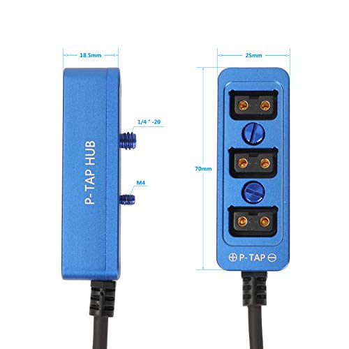 DTAP Power Splitter Triple Cable Box Hub, D-tap Male to Female 3 Port Distributor for ARRI Camera Anton Bauer Battery Ronin 2 1/4" Mount 50cm Blue