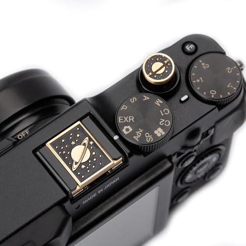 Camera Metal Hot Shoe Cover Shutter Buttons Set for Nikon z30/z50/d810/d610 for Fujifilm X100VI X-T30 X-Pro3 X-Pro2 X-E4(Brass Universe Set) Brass Universe set