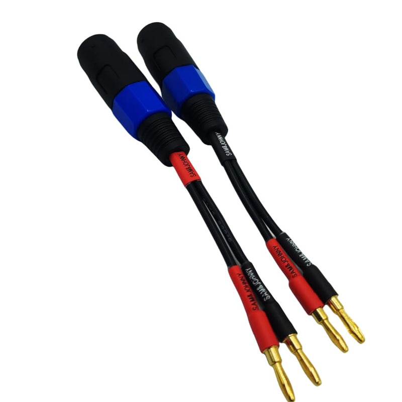 [AUSTRALIA] - Sam&Johnny 4mm Banana Plug to Female Speakon Speaker Adapter Cable 12AWG, 6 Inch - Mono Speakon Female Jack to Banana Cable - 2 Pack 