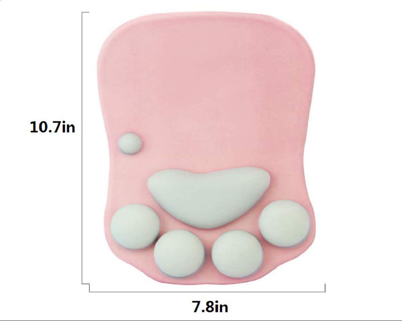 WESAPPINC Cat Paw Mouse Pad with Wrist Support Cushion Soft Silicone Wrist Rests Ergonomic Cute Mousepad Design for Office Computer Mac Gaming Desk Decor (10.7x7.8x0.9'') (Pink) Pink