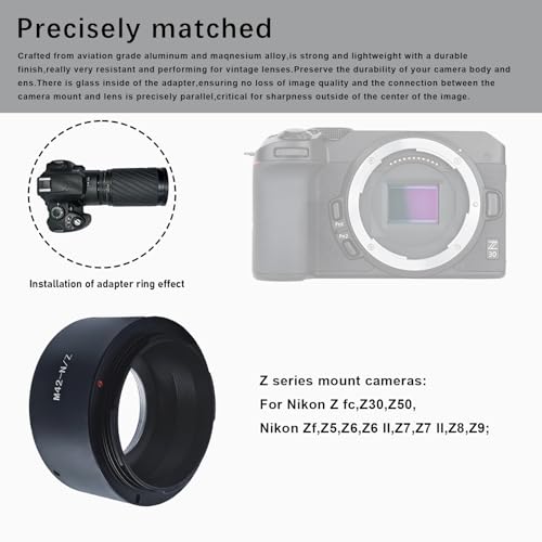 M42 to Nik Z Lens Adapter, M42 (42x1mm) Screw Mount Lens Compatible with Nik Z Mount Z6 Z7 Z50 Full Frame Camera