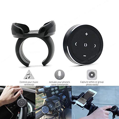 Wireless Bluetooth Media Button Remote Selfie Control Car Motorcycle Steering Wheel Music for iPhone or Android with Mount