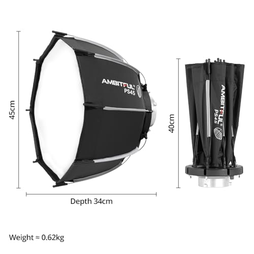 AMBITFUL Softbox 18''/45cm Bowens Mount Parabolic Softbox Quick Release 18inch
