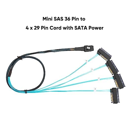 CableCreation Mini SAS Cable with SATA Power(2PACK), Internal Mini SAS 36 Pin to 4 x 29 Pin Cord with SATA Power, SFF-8087 to SFF-8482 Cable, 3.3 FT 2