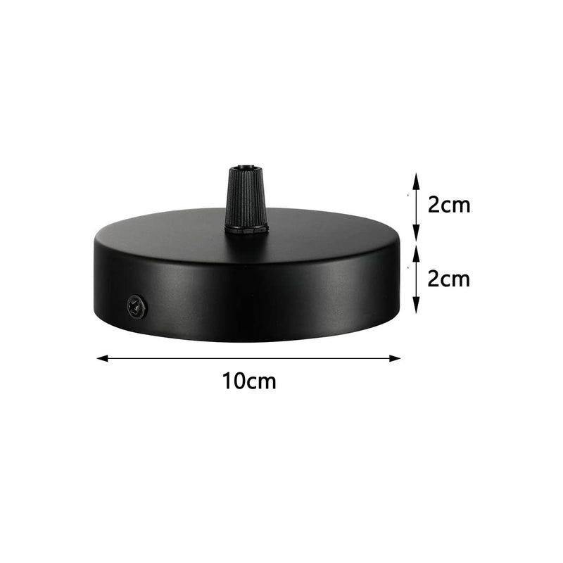 Chedin Ceiling Canopy 100 x 20 mm, Metal Junction Box, 1 Hole Round Lampshade, Ceiling Rose, Matte Black, Suitable for All Lamps (1 Piece)