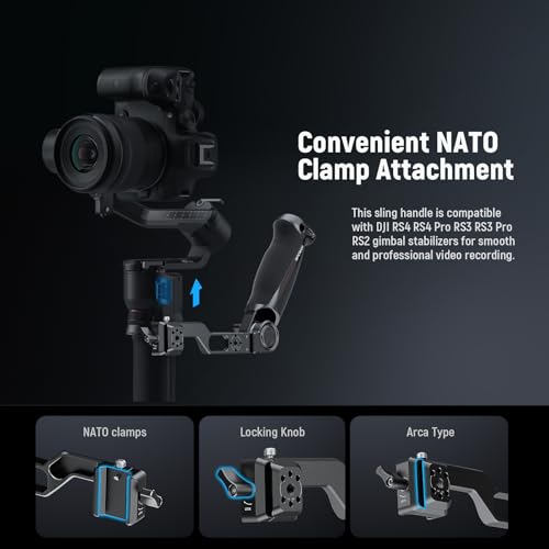 NEEWER RS4 RS3 RS2 Gimbal Sling Handle Grip with NATO Clamp & QD Sockets, Compatible with DJI RS4 RS4 Pro RS3 RS3 Pro RS2 for Low Angle Shot, Max Load: 22lb/10kg, GA020