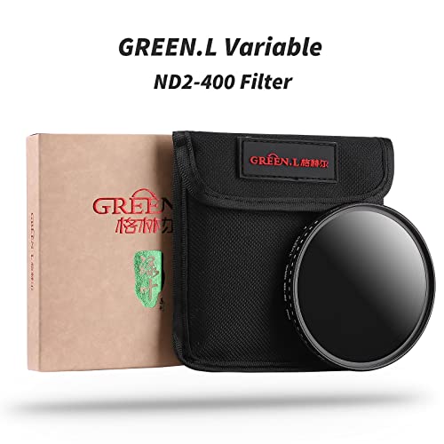 GREEN.L 58mm Variable ND Filter, Ultra Slim ND2 to ND400 (1-9 Stops) Adjustable Neutral Density Filter for Camera Lens
