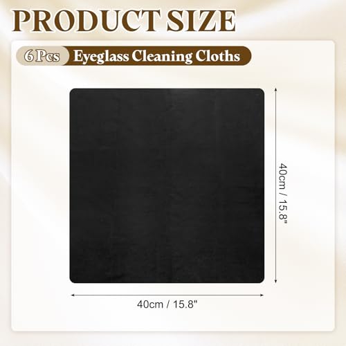 PATIKIL 6Pcs Soft Eyeglass Cloths, 15.8 x 15.8 Electronics Microfiber Cleaning Cloths Eyeglass Cleaning Fabric for Lens Wipes Glasses Cleaner Jewelry LCD Screens Cameras, Black
