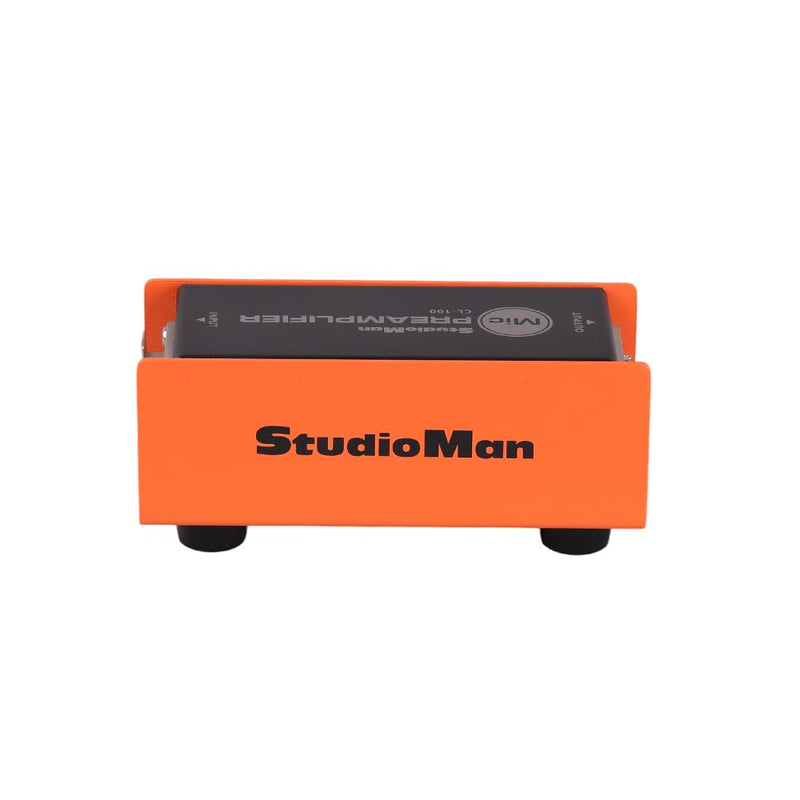 StudioMan CL-100 XLR Preamp for Dynamic Microphones,25dB Gain, Low-Noise Amplifier,Compact Metal Housing, XLR I/O,Orange/Black, Phantom Power Compatible