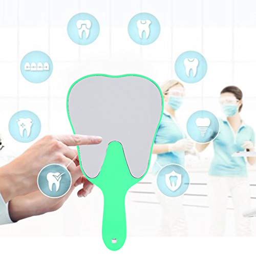 Hand Mirror, Small Hand Mirror, Single-sided Hand Mirror with Low Magnification, Dental Care Hand Mirror Tool, Fashionable, Cute Dental Care, Hand Mirror Tool, 4 Colours, Plastic Handle (Green)