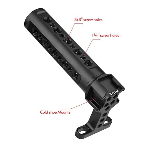 Handgrip TopHandle with Cold Shoe Mount 1/4"-20 and 3/8"-16 Threaded Holes for Camera Rigs