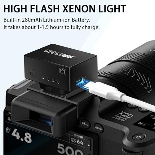 MEDALight F1 Mini Camera Flash Camera Flash Speedlite for Ricoh (GR3/GR3X,etc.) Nikon/Canon/Fuji,Digital Film Cameras,Mini hot Shoe Flash for DSLR Camera（Not Compatible for Sony ZV-1F. Black