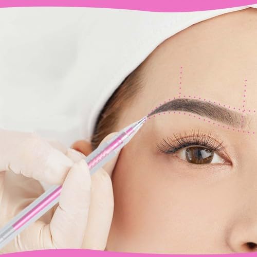 Pack of 2 Skin Markers, Surgical Skin Marker, Permanent Make Up Pen, Tattoo Piercing Positioning Pen, Eyebrow Pen, with 3 Refills, for Eyebrows, Lips, Body Art (Pink)