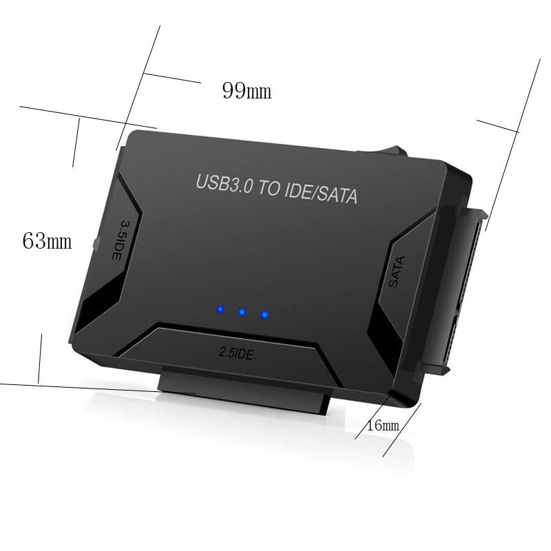 USB 3.0 to SATA or IDE Adapter, Hard Drive Adapter Cable for 2.5"/3.5" SATA HDD/SSD Drive Data Transfer with Power Supply